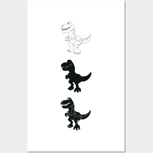 dinosaurs in a monochrome color scheme Wall Art by bloomroge